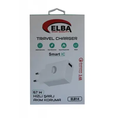 Elba ELB14 Elb-67w USB 67w 3.4A Hızlı Şarj Akıllı Koruma -Isıya Dayanıklı EV Şarj Kafa