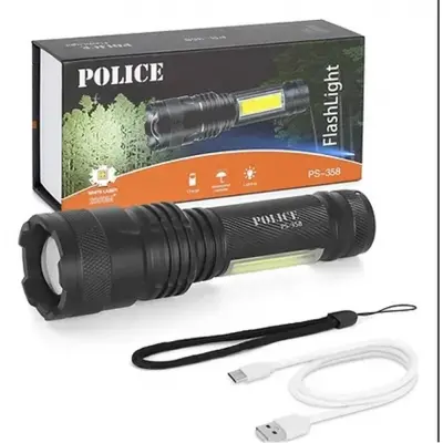 Polıce PS-358  Zoom  Gövdede Işık Şarjlı Led El Feneri 