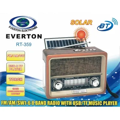 Everton RT-359 Fm-Am-Sw-Usb&Tf Player Güneş Enerjili Nostaljik Radyo