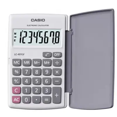 Casio LC-401LV-WE 8 Hane Beyaz Cep Tipi Hesap Makinesi