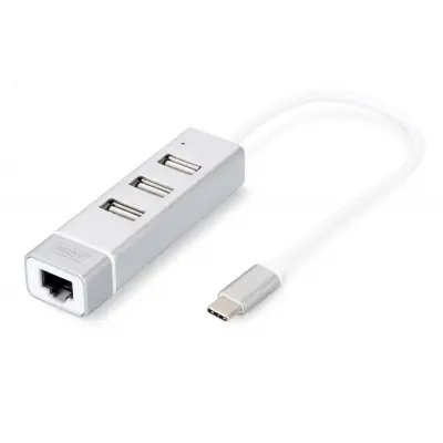 Digitus DA-70253 USB Type-C™ 3-Port Hub + Fast Ethernet LAN Adapter