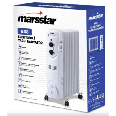 Marsstar B-08 11 Dilim Yağlı Radyatör 3 Kademe Isı ayarı 2500w 