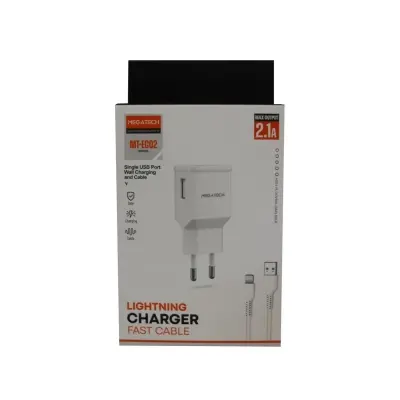 Megatech EC02 MODEL 2.1A Lightning Usb Kablo + Ev Şarj Adaptörü Hızlı Şarj