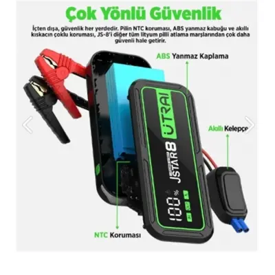 ULTRAI Jstar 8 20000mAh 3000A Jump Starter Taşınabilir Araç Akü Şarj Bataryası 