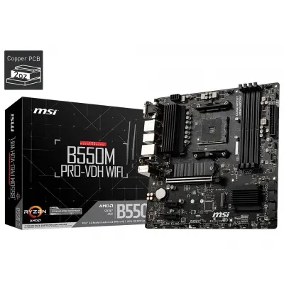 MSI B550M PRO-VDH WIFI AM4 DDR4 4400(OC) HDMI DVI VGA M.2 USB3.2 WIFI MATX