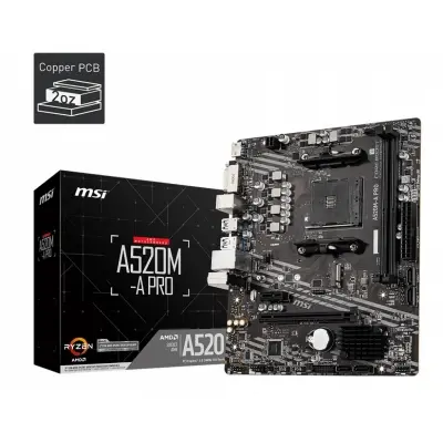 MSI A520M-A PRO AM4 DDR4 4600(OC) DVI HDMI M.2 USB3.2 MATX