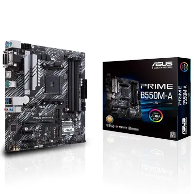 ASUS PRIME B550M-A/CSM AMD B550 AM4 DDR4 4400 HDMI DVI VGA Çift M2 USB3.2 ARGB mATX PCIe 4.0 ECC RAM Desteği