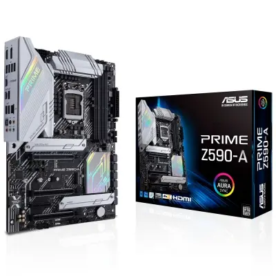 ASUS PRIME Z590-A Intel Z590 LGA1200 DDR4 5000 DP HDMI 3x M2 USB3.2 AURA RGB 2.5Gb Intel ATX 128GB’a kadar ram desteği Alüminyum M.2 Heatsink