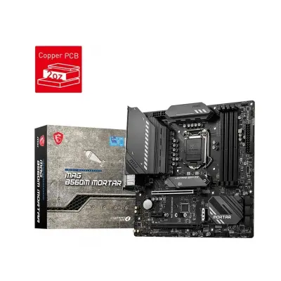 MSI MAG B560M MORTAR SOKET 1200 DDR4 5066 (OC) HDMI,DP PCI-E Gen 4 ,M.2 USB3.2 1x 2.5G LAN mATX