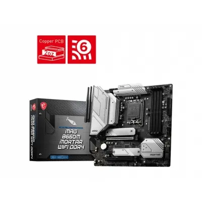 MSI MAG B660M MORTAR WIFI DDR4 SOKET 1700 DDR4 4800 (OC) PCI-E GEN 4 M.2 USB3.2 1X 2.5G LAN Wİ-Fİ 6 MATX