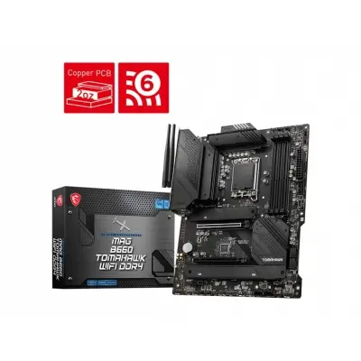 MSI MAG B660 TOMAHAWK WIFI DDR4 SOKET 1700 DDR4 4800 (OC) PCI-E Gen 4 ,M.2 USB3.2 1x 2.5G LAN Wi-Fi 6 ATX