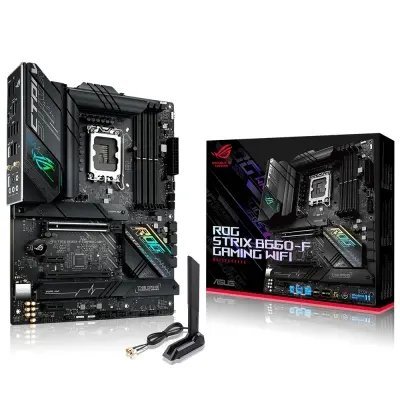 ASUS ROG STRIX B660-F GAMING WIFI INTEL B660 LGA1700 DDR5 6000 DP HDMI 3X M2 USB3.2 AX WİFİ + BT AURA RGB 2.5GBİT LAN ATX PCIE5.0 128GB’A KADAR RAM DESTEĞİ ASUS 5X PROTECTION III