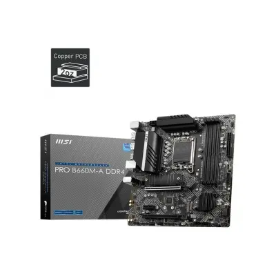 MSI PRO B660M-A DDR4 SOKET 1700 DDR4 4800 (OC) HDMI,DP PCI-E Gen 4 ,M.2 USB3.2 1x 2.5G LAN mATX