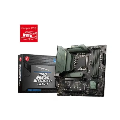 MSI MAG B660M BAZOOKA DDR4 SOKET 1700 DDR4 4800 (OC) HDMI,DP PCI-E Gen 4 ,M.2 USB3.2 1x 2.5G LAN mATX