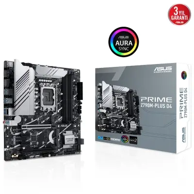 ASUS MB PRIME Z790M-PLUS D4 INTEL Z790 LGA1700 DDR4 5333MHZ DP HDMI 3X M2 USB3.2 AURA RGB MATX ASUS 5X PROTECTION III ARMOURY CRATE AI SUİTE 3