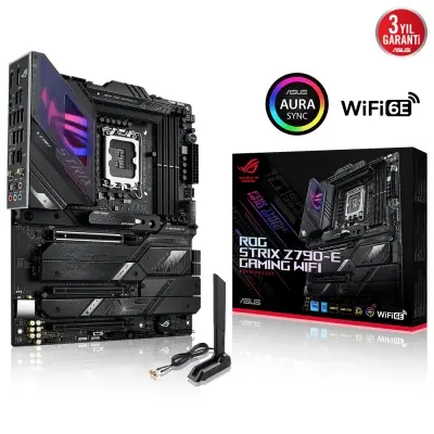 ASUS MB ROG STRIX Z790-E GAMING WIFI INTEL Z790 LGA1700 DDR5 7200MHZ DP HDMI 5X M2 USB3.2 WİFİ 6E BT AURA RGB 2.5GBİT LAN ATX PCIE SLOT Q RELEASE ARMOURY CRATE AI SUİTE 3