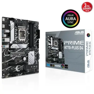 ASUS MB PRIME H770-PLUS D4 Intel H770 LGA1700 DDR4 5066 DP HDMI 3x M2 USB3.2 AURA RGB 2.5Gbit LAN ATX ASUS 5X PROTECTION III, Armoury Crate, AI Suite 3