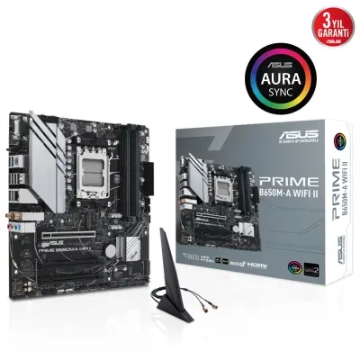 ASUS PRIME B650M-A WIFI II AMD B650 AM5 DDR5 6400 DP HDMI VGA 2X M2 USB3.2 AX WiFi-BT AURA RGB 2.5Gbit LAN mATX ASUS 5X PROTECTION III BIOS FLASHBACK