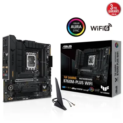 ASUS TUF GAMING B760M-PLUS WIFI INTEL B760 LGA1700 DDR5 7200 HDMI VGA 2x M2 USB3.2 AX WiFi + BT AURA RGB 2.5Gbit LAN mATX ASUS TUF PROTECTION Armoury Crate AI Suite 3