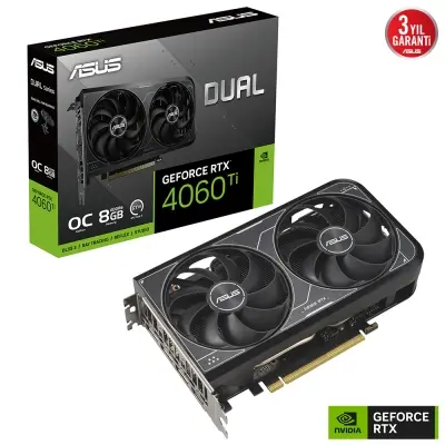 ASUS VGA GEFORCE DUAL-RTX4060TI-O8G-V2 BULK OC EDITION 8GB GDDR6 128bit 2595MHz OC HDMI 3xDP DLSS3 EKRAN KARTI