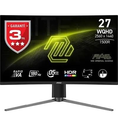 MSI 27 MAG 27CQ6PF 2560x1440 (WQHD) 16:9 CURVE 1500R RAPID VA 180HZ 0.5MS FREESYNC GAMING MONITOR