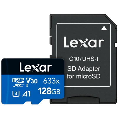 LEXAR 256GB LSDMI256BB633A 633X MIKRO SDXC UHS-I WITH SD ADAPTER 100MB/S READ 45MB/S WRITE C10 A1 V30 U3