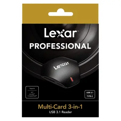 LEXAR LRW500URB MULTI-CARD 3-IN-1 USB 3.1 TYPE-C READER SUPPORTS CF / SD MICRO SD UHS-II CARDS