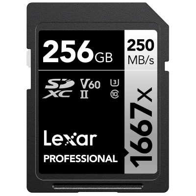 LEXAR 256GB LSD256CB1667 SD PROFESSIONAL 1667X SDXC UHS-II CARDS UP TO 250MB/S READ 120MB/S WRITE C10 V60 U3