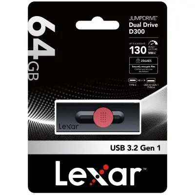 LEXAR 64GB LJDD300064G-BNBNG USB BELLEK DUAL TYPE-C AND TYPE-A USB 3.2 FLASH DRIVE UP TO 130MB/S READ