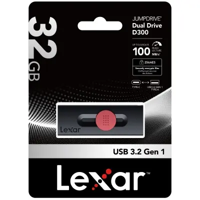 LEXAR 32GB LJDD300032G-BNBNG USB BELLEK DUAL TYPE-C AND TYPE-A USB 3.2 FLASH DRIVE UP TO 100MB/S READ