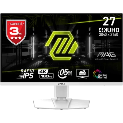 MSI 27 MAG 274URFW FLAT RAPID IPS 3840x2160 (UHD) 16:9 160HZ 1MS G-SYNC COMPATIBLE PIVOT GAMING MONITOR