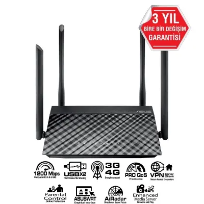 ASUS RT-AC1200 ROUTER AC1200 WİFİ5 DUAL-BAND