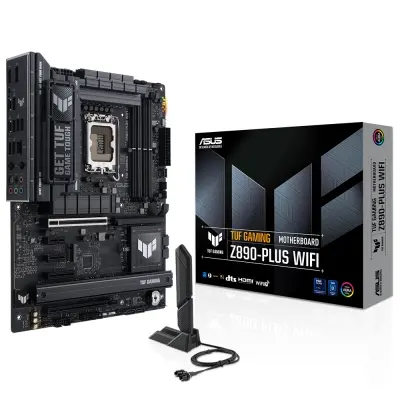 ASUS MB TUF GAMING Z890-PLUS WIFI INTEL Z890 LGA1851 DDR5 8600 DP HDMI USB4 4X M2 USB3.2 WIFI 7 + BT AURA RGB 2.5GBİT LAN ATX 16+1+2+1 GÜÇ AŞAMALARI THUNDERBOLT 4 EASY PC DIY ASUS AI TEKNOLOJİLERİ