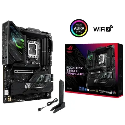 ASUS MB ROG STRIX Z890-F GAMING WIFI INTEL Z890 LGA1851 DDR5 8600 DP HDMI 2XUSB4 5X M2 USB3.2 WIFI 7 + BT AURA RGB 2.5GBİT LAN ATX 16+1+2+2 GÜÇ AŞAMALARI THUNDERBOLT 4 DIMM FIT M.2 Q-RELEASE