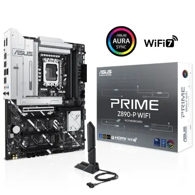 ASUS MB PRIME Z890-P WIFI INTEL Z890 LGA1851 DDR5 7600 DP HDMI USB4 4X M2 USB3.2 WIFI 7 + BT AURA RGB 2.5GBIT LAN ATX 14+1+2+1 GÜÇ AŞAMALARI THUNDERBOLT 4 ASUS AI TEKNOLOJİLERİ ASUS GLIDEX