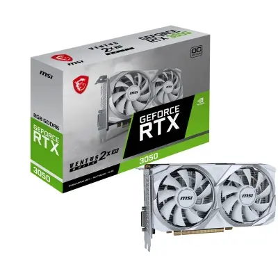 MSI VGA GEFORCE RTX 3050 VENTUS 2X XS WHITE 8G OC RTX3050 8GB GDDR6 128B DX12 PCIE 4.0 X8 (3XDP 1XHDMI)