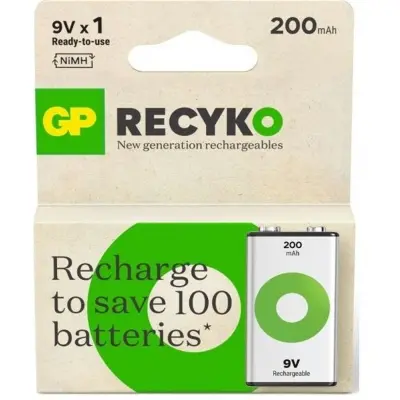 GP 9V 200 mAh Şarjlı Tekli Paket GP20R8HEM-2GB1