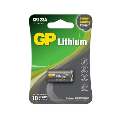 GP CR123A 3V Lityum Tekli Paket Pil (GPCR123A-U1) Fotoğraf Makinesi Pili