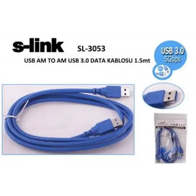 S-link SL-3053 1.5mt Usb 3.0 am To am Data Kablosu