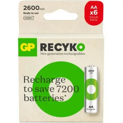 GP AA 2600 mAh Şarjlı Kalem Pil 4+2'li Paket GP270AAHCE4-2