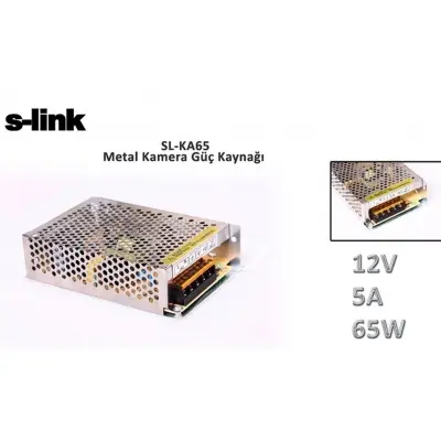 S-link SL-KA65 12V 5A 65W Metal Kamera Güç Kaynağı