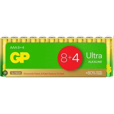 GP G-Tech LR03 AAA Boy Ultra Alkalin İnce Kalem Pil 12'li Paket GP24AU-VS12