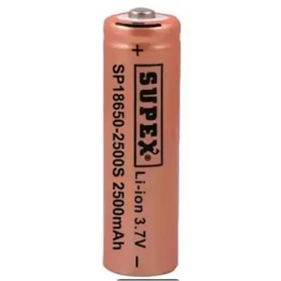 Supex 18650-2500S Şarjlı 3.7 V-2500 mAh Lityum Pil Tırnaklı