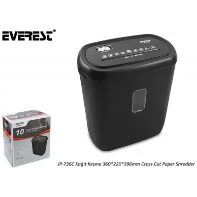 Everest JP-736C 21L Kağıt Kesme Makinesi 360-220-396mm Cross Cut Paper Shredder