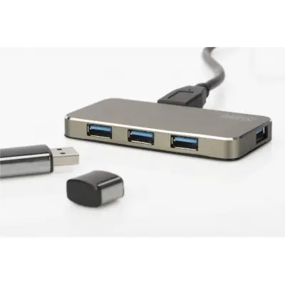 Digitus DA-70240-1 4 Port USB 3.0 Hub, 5V-2A güç adaptörü dahil, alüminyumi DA-70240-1