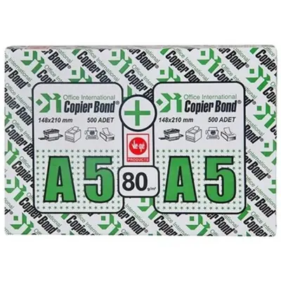 Copier Bond A5 Fotokopi Kağıdı 80gr-500 li 1 koli= 10 Paket