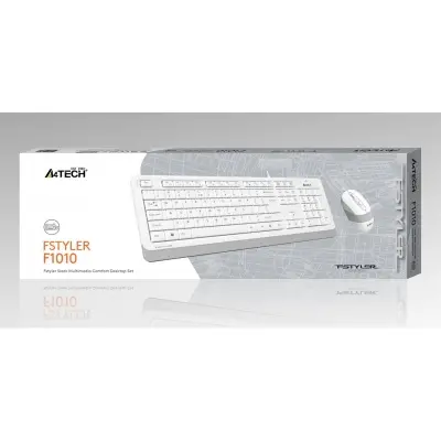 A4 Tech F1010 Q Usb Beyaz Fn-Mm Klv+Optik Mouse Set