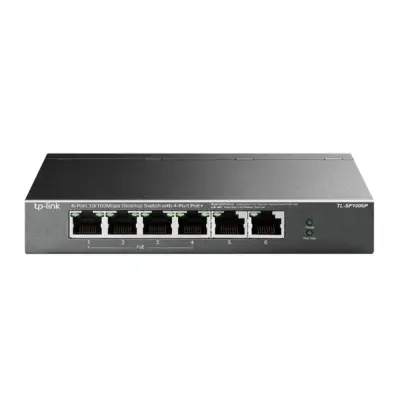 Tp-Link TL-SF1006P 5 Port 4 Port Poe+ 10-100 Mbps 2 Port Uplink Switch Çelik Kasa 